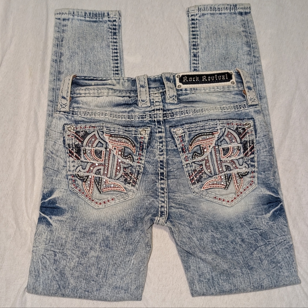 Rock Revival Women's Light Blue Mid-rise Ankle Skinny SZ 23